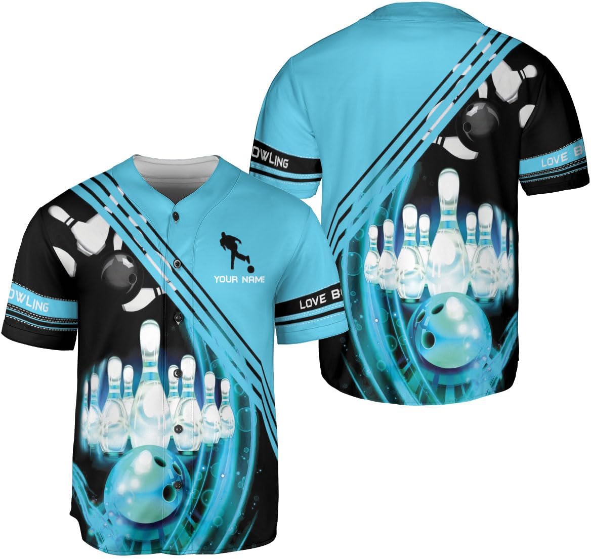 HomeDesign Personalized Bowling Baseball Jersey Custom Bowling Shirts Bowling Gift Bowling Jersey Bowling Shirt Men Womens