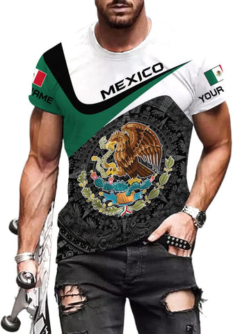 Mostprints Personalized Name Mexican Shirts for Men, Customized Mexico Shirts for Men, Mexico Shirts for Women Mexico Shirt
