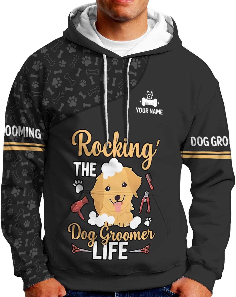 Mostprints Personalized Name Dog Groomer Shirt 3D, Funny Dog Groomer Apparel Shirts, Dog Groomer Gifts for Men and Women