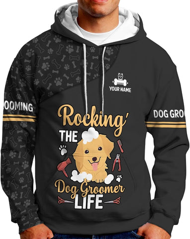 Mostprints Personalized Name Dog Groomer Shirt 3D, Funny Dog Groomer Apparel Shirts, Dog Groomer Gifts for Men and Women
