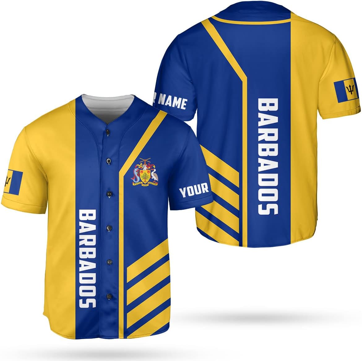 Podagree Personalized Barbados Baseball Jersey Shirt, Bajan Flag Jersey, Barbados Jersey for Men and Women Jersey Bajan