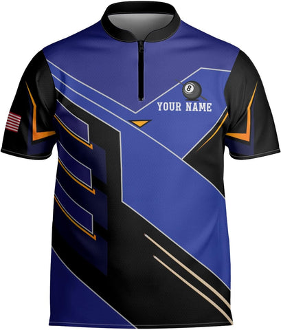 Personalized Billiard Bowling Jersey 3D Billiard Shirt Custom Billiard Flag Shirt Men's Pool Billiards Shirt 8 Ball Men Women