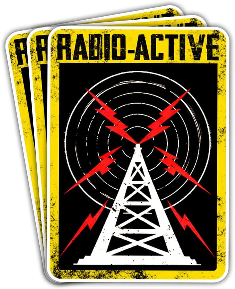 3Pcs Radio-Active Sticker Radio Active Stickers Ham Radio Amateur Operator Funny Ham Radio Sticker Amateur Radio Gift Transmitter Radio Station Decal for Laptop Bottle Phone Car Hard Hat 3"x3"