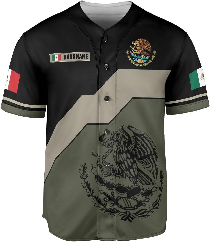 RoyalBro Personalized Mexico Baseball Jersey, Mexican Jersey for Men & Women, Mexican Flag Jersey, Mexico Shirt Camisa
