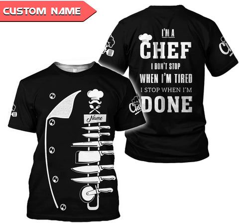 Personalized Chef Shirt Master Chef 3D Shirts Chef Gifts Custom Name Chefs Shirt for Men and Women, Tshirt Chef Utility Shirt