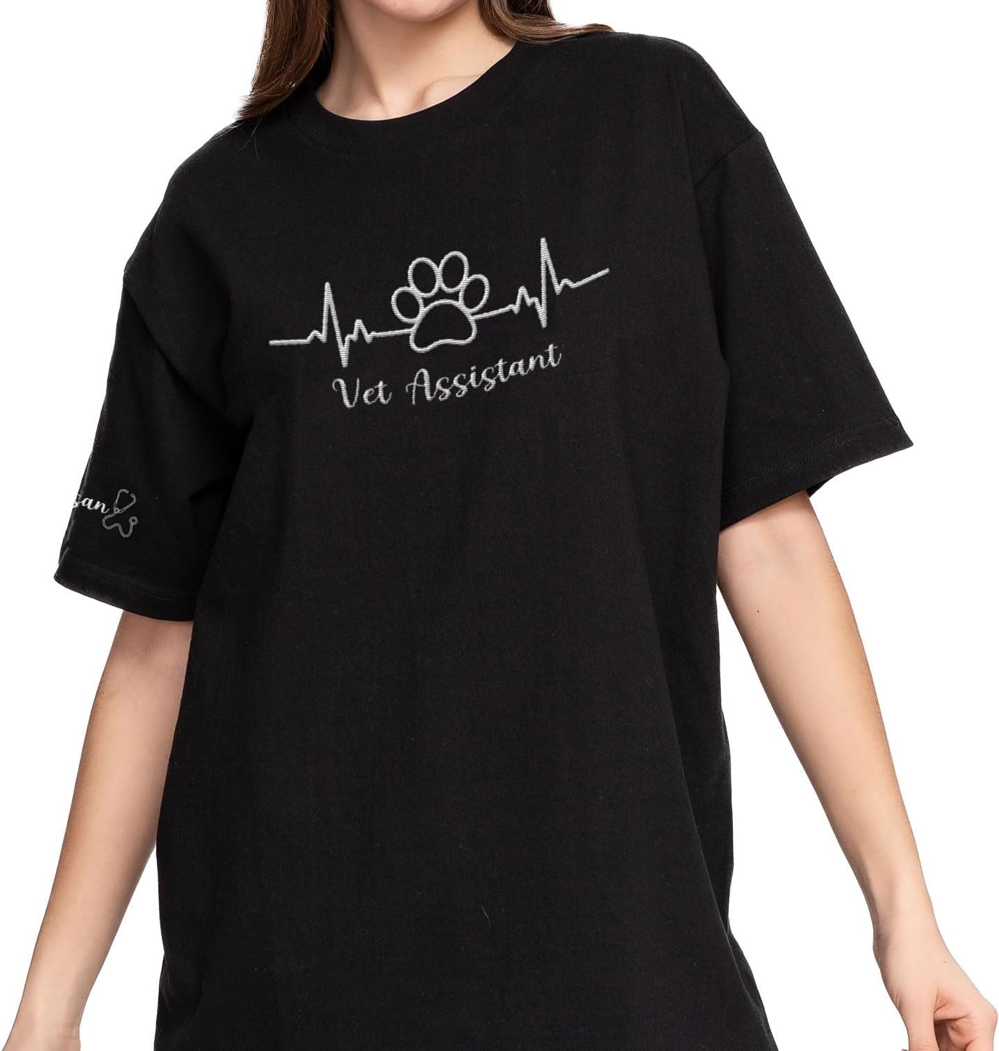 Custom Embroidered Vet Assistant Sweatshirt, Veterinary Medicine Hoodie for Women, Vet Tech Crewneck Gifts for Veterinarian