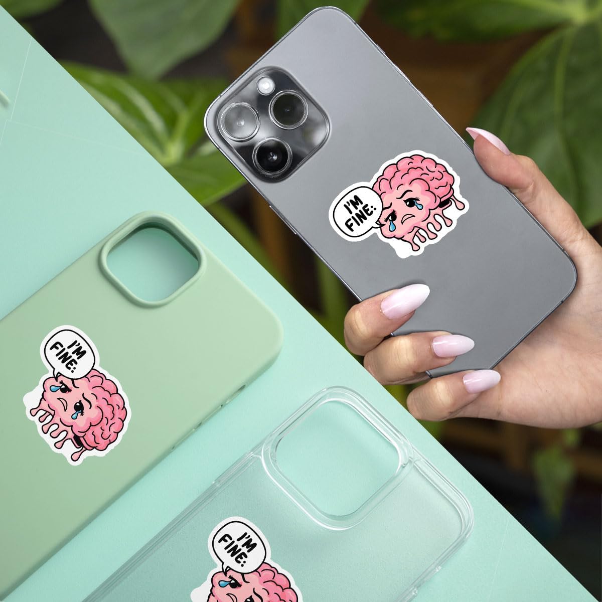(3pcs) Fine Brain Sticker, Human Brain Decal, Mental Health Neurodivergent Sticker, I'm Fine Brain Stickers- Vinyl Stickers 3 Inches for Laptop Water Bottle Phone Car Window Helmet