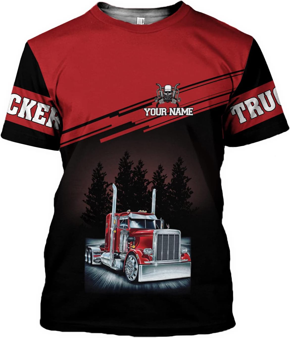Personalized Trucker Shirt Custom US Flag Truck Driver T-Shirt Funny Trucker Gift 3D Hoodie for Men & Women Trucking Diesel