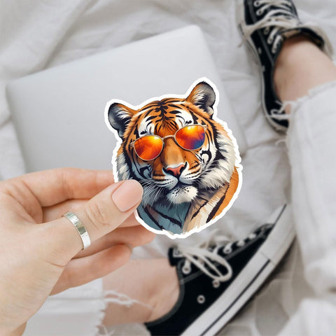 (3Pcs) Cool Tiger Sticker, Tiger Sunglasses Sticker, Tiger Decal, Tiger Sticker, Tiger Face Sticker, Tiger Bumper Sticker Vinyl Decal 3" - Stickers for Laptop Water Bottle Phone Car Window Helmet