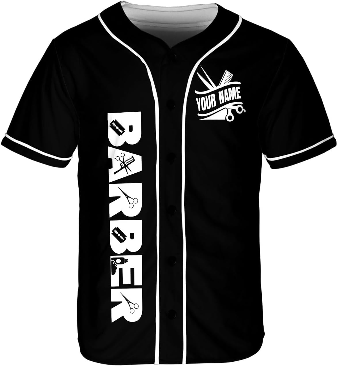 Mostprints Personalized Baber Baseball Jersey, Hairdresser Baseball Jersey Barber Shop Life, Barber Shirts for Men and Women