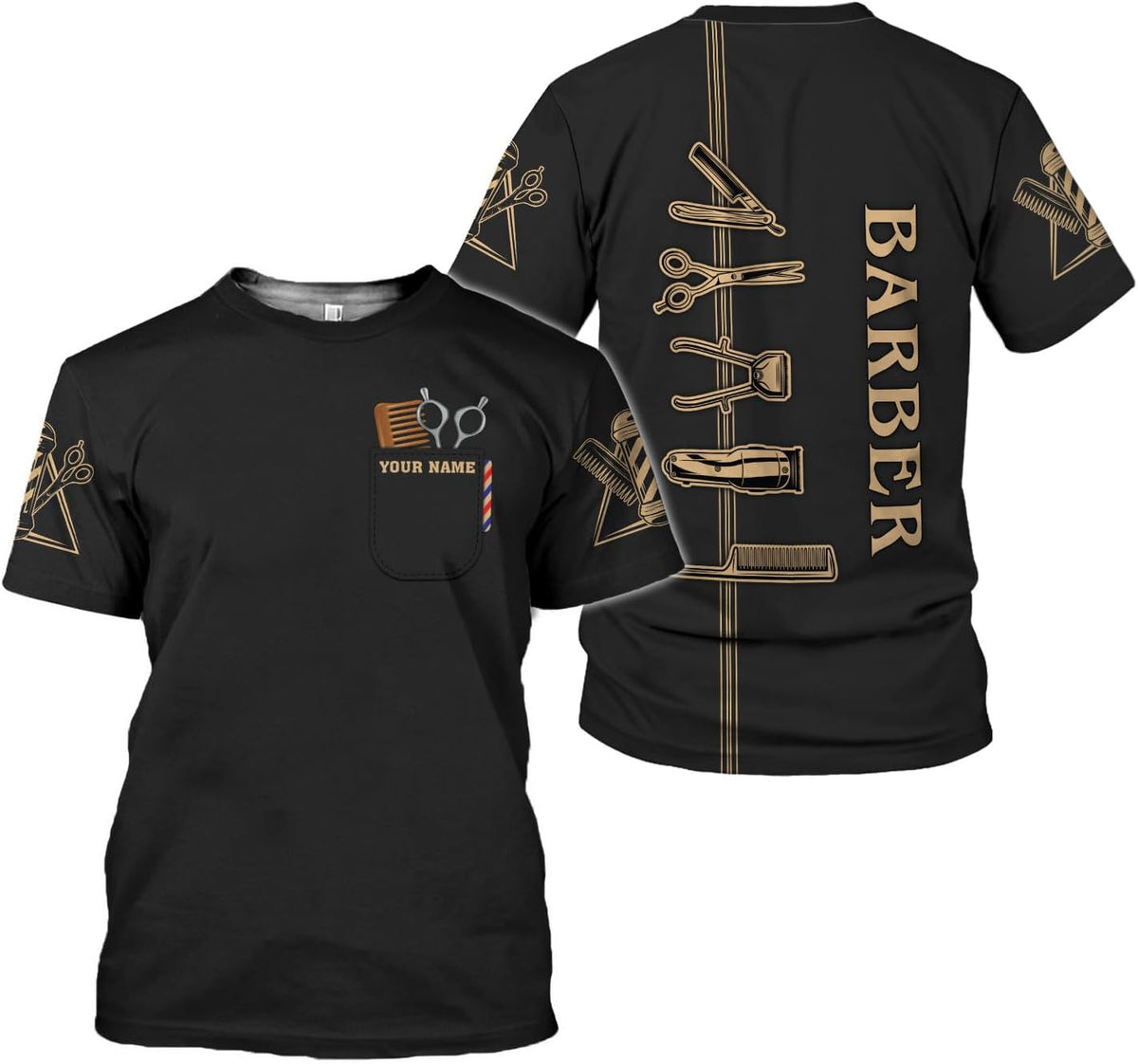 Custom 3D Barber Shirt for Men Women Gift Personalized Hair Stylist Tee Barbershop Apparel Hairdresser Printed Uniform