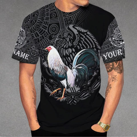 Personalized Rooster 3D, mexican shirts for men, camisas de galleros, custom name mexico shirt, Unisex 3D All Over Printed Sportwear, T Shirt For Men Women Adult Full Size S-5XL Mostefy TS02