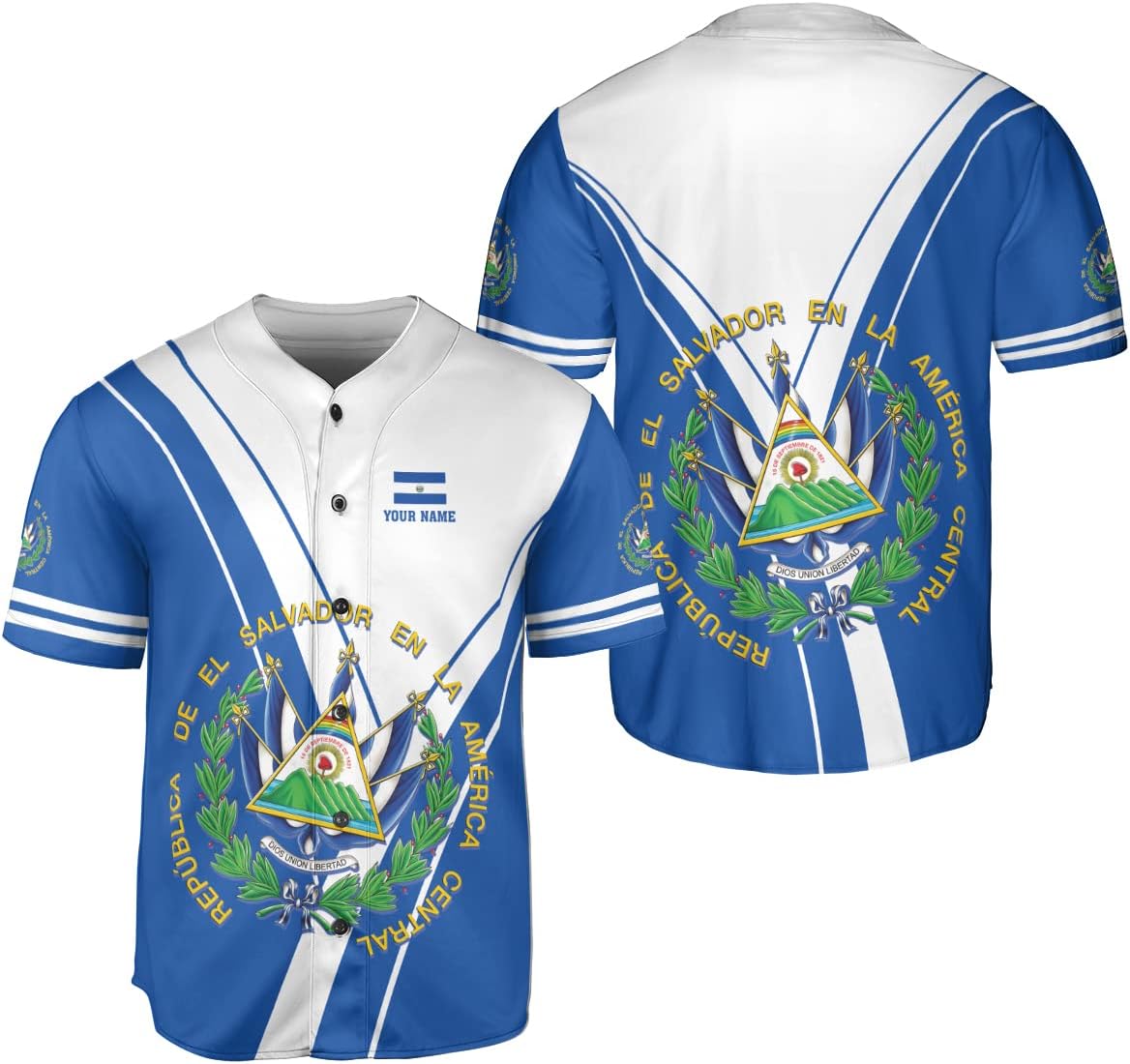 Personalized Name El Salvador Baseball Jersey Shirt El Salvador Flag Shirt Men Salvadorans Pride Jersey El Salvadoreña Tshirt