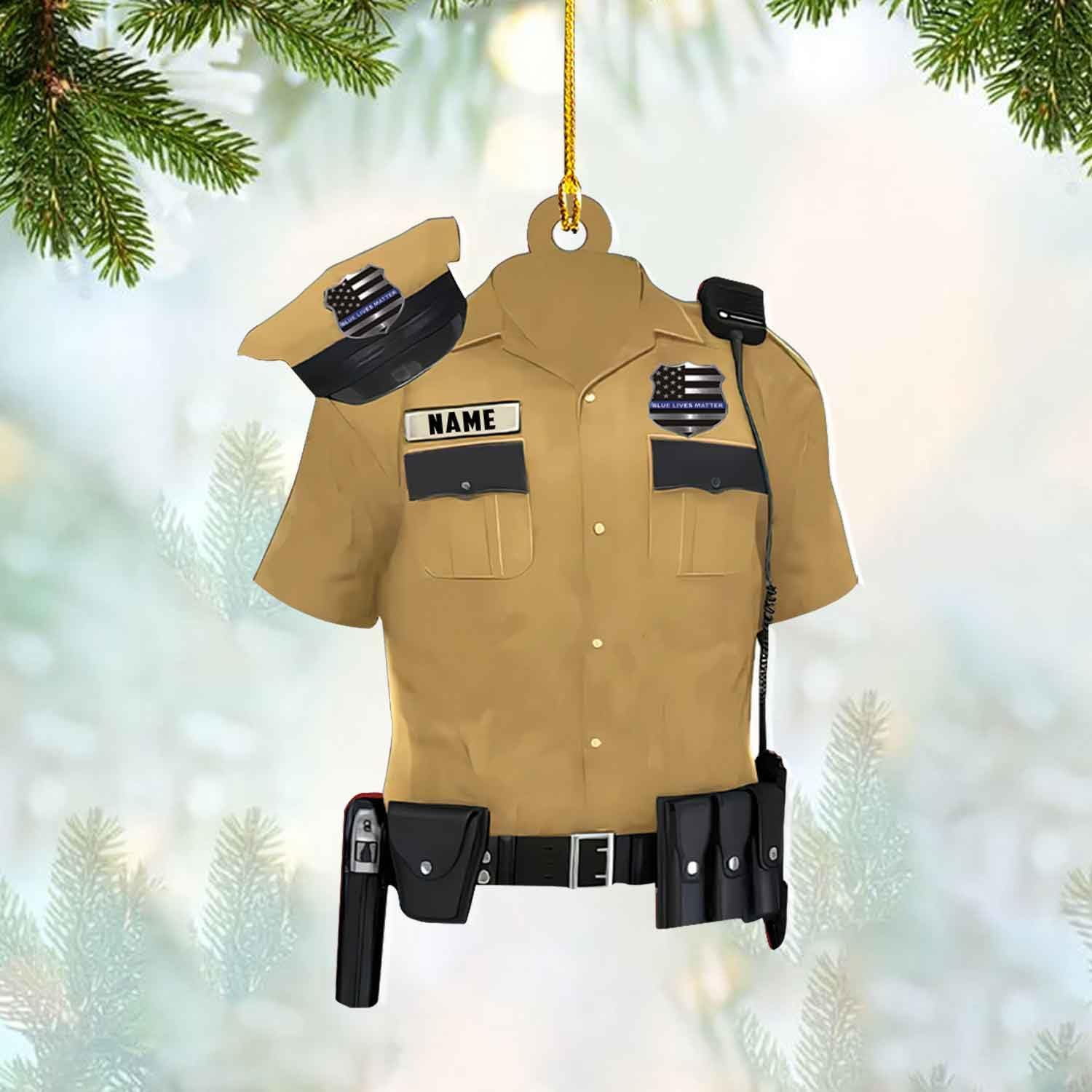 mostprints Personalized Police Ornaments Police Ornament Police Officer Flat Ornament Hanging, Police Gift Thin Blue Line Ornament Christmas Car Hanging Ornament Decorations Custom (Police 4)