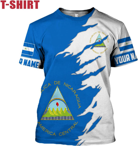 Vybonz Personalized Nicaragua Shirt 3D, Nicaragua Flag Shirts, Nicaraguan Camisas T-Shirt, Nicaragua Shirts for Men Women