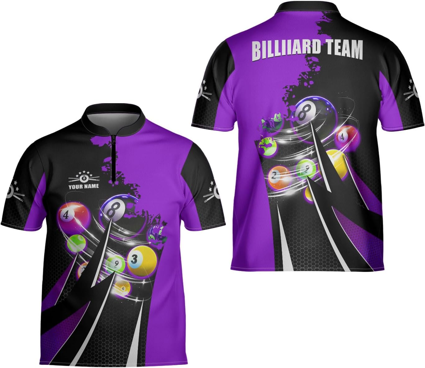 Artparel Personalized Billiard Jersey 3D Billiard Shirts for Men Billiard Bowling Jersey Billiards 9 Ball Pool Shirts for Men