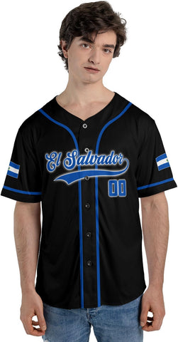 Personalized Name El Salvador Baseball Jersey Shirt El Salvador Flag Shirt Men Salvadorans Pride Jersey El Salvadoreña Tshirt