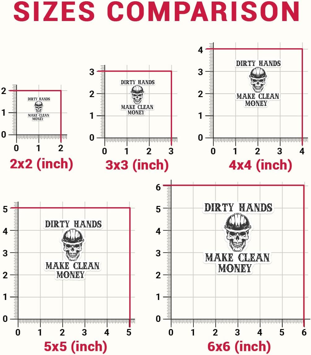3 Pcs Dirty Hands Make Clean Money Sticker, Hardhat Stickers for Men Blue Collar, Heavy Equipment Sticker - Vinyl Stickers 3x3 for Laptop Water Bottle Phone Car Window Helmet