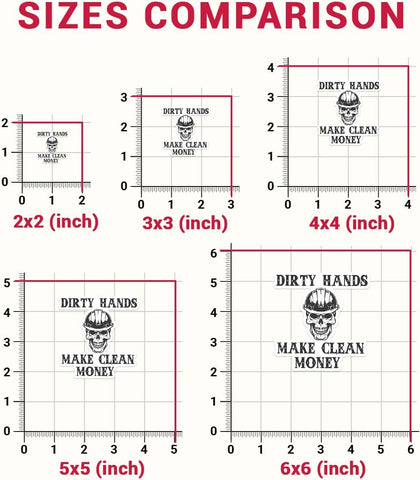 3 Pcs Dirty Hands Make Clean Money Sticker, Hardhat Stickers for Men Blue Collar, Heavy Equipment Sticker - Vinyl Stickers 3x3 for Laptop Water Bottle Phone Car Window Helmet
