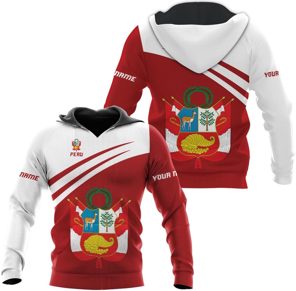 MAPrints Personalized Name Peru Shirts for Men and Women, Custom Peru 3D Tshirt, Peru Flag Pride Shirt, Peruvian Camisa Shirt