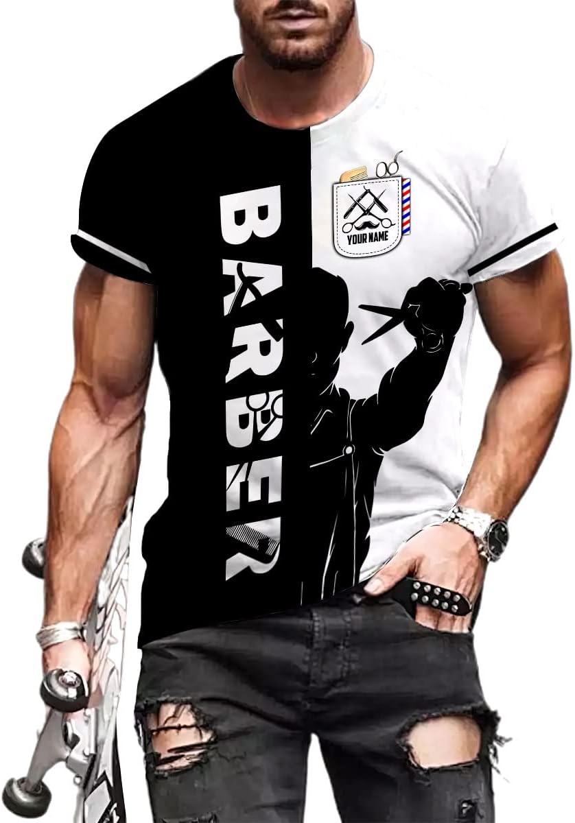 Vybonz Personalized Barber Gift for Barber 3D All Over Printed Shirts Gift for Men & Women Hair Stylist Shirt Gift Barbershop