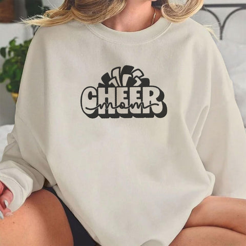 Personalized Embroidered Cheer Mom Sweatshirt Custom Proud Cheerleader Mom Embroidery Sweatshirt Gift for Cheerleader Mother (Cotton, CM 1), Small-5X-Large