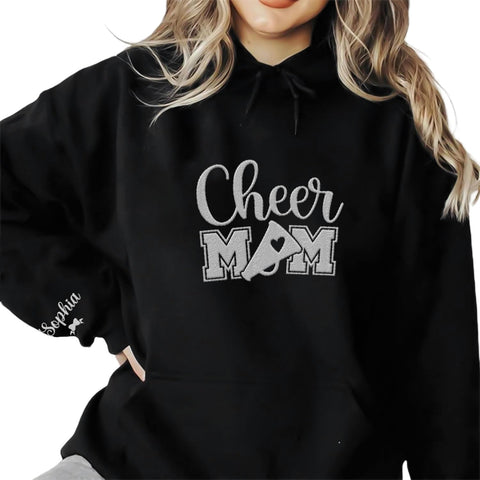 Personalized Embroidered Cheer Mom Sweatshirt Custom Proud Cheerleader Mom Embroidery Sweatshirt Gift for Cheerleader Mother (Cotton, CM 7), Small-5X-Large