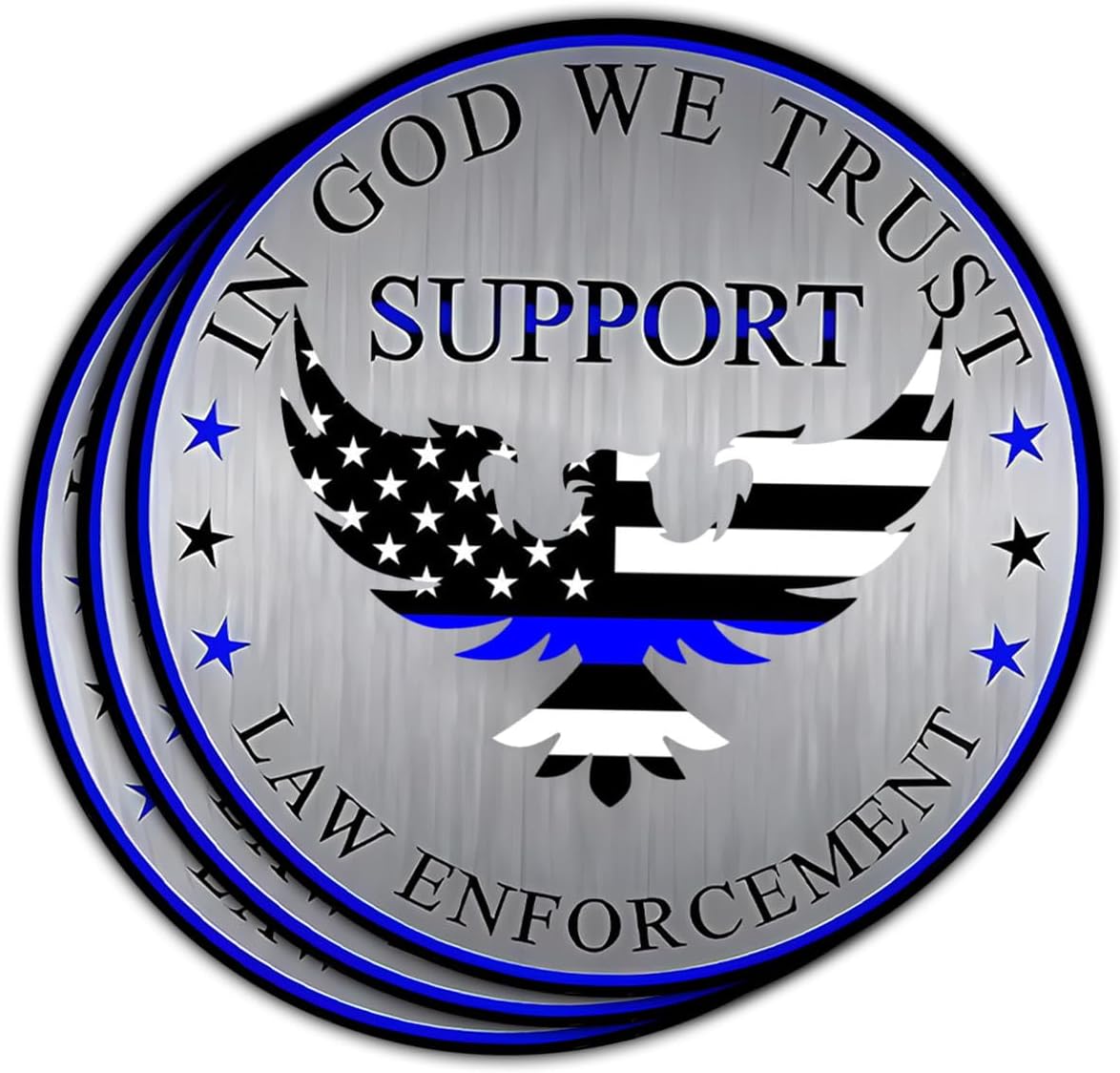 (3Pcs) in God We Trust, Law Inforcement Eagle Thin Blue Line Sticker, Police Badge Sticker, USA Police My Hero Sticker - Stickers for Laptop Water Bottle Phone Car Window Helmet 3" (PL 1)