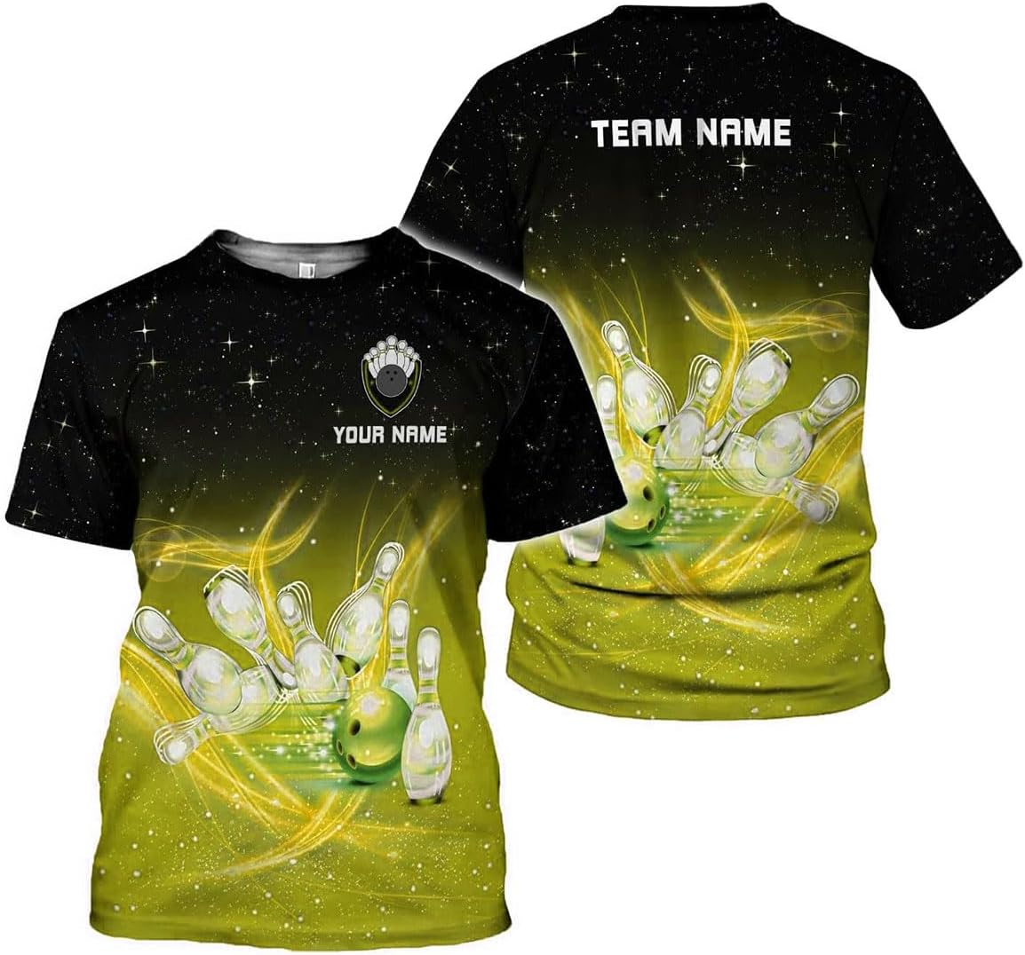 Rivelus Personalized Name Bowling Shirts for Men and Women 3D, Bowling Shirts for Team Bowling, Bowling Shirts Gift