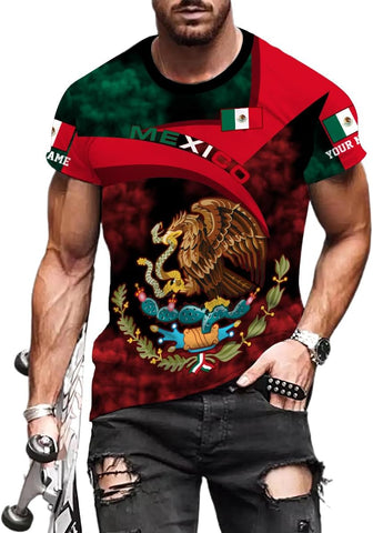 Mostprints Personalized Name Mexican Shirts for Men 3D, Customized Mexico Shirts for Men, Mexico Shirts for Women Mexico Shirt