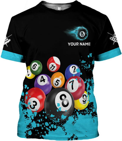 Pretyprints Personalized 3D Billiard Shirt Custom Name Men Women Team Apparel Pool 8 Ball Flag Tshirt Billiards Shirts Gift