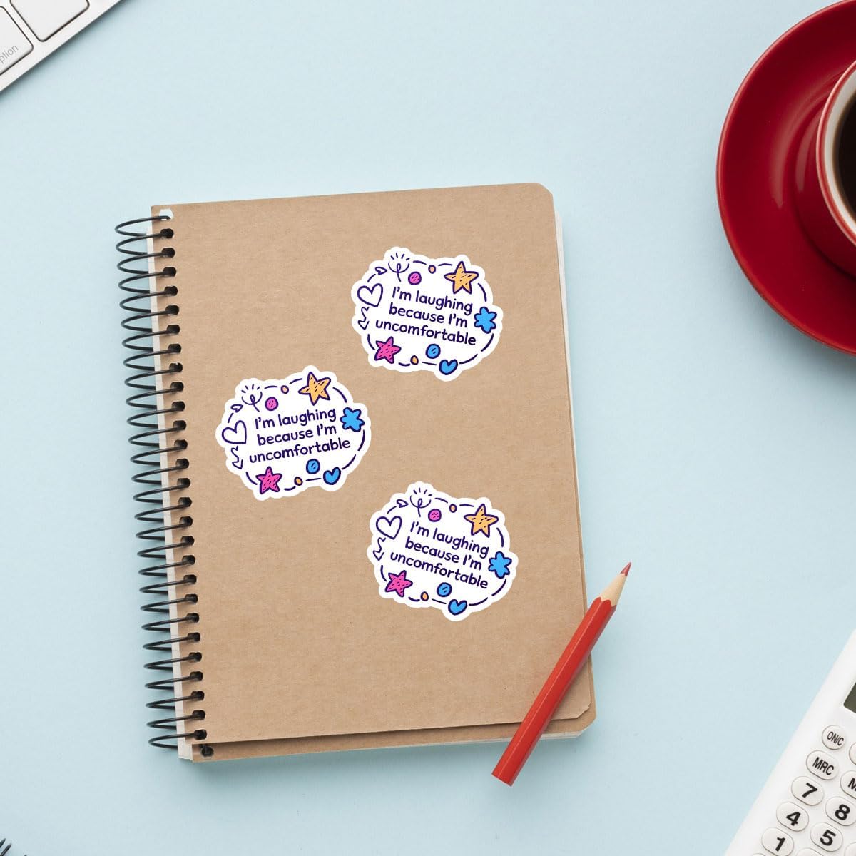 3Pcs I'm Laughing Because I'm Uncomfortable Sticker, Funny Sticker, Anxiety Sticker, Introvert Sticker, Motivational Inspirational Quote Decal - Stickers for Laptop Water Bottle Phone Car Helmet 3"