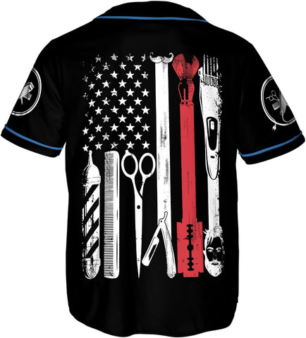 Personalized Barber Shop Baseball Jersey, Hairdresser Jersey, Barber Tools Hat
