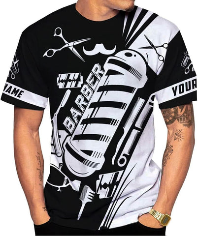 Personalized Name Barber 3D All Over Printed Shirts for Men & Women, Hair Stylist Shirt Gift for Barbershop