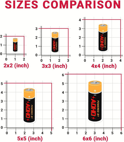 3 Pcs ADHD Battery Sticker, ADHD Stickers Funny, Stickers for Adults Dark Humor, ADHD Awareness Sticker- Vinyl Stickers for Water Bottles Laptop Car Hart Hat Helmet 3 Inches