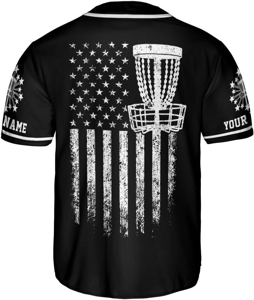 Royal Fight Personalized Disc Golf Baseball Jersey Disc Golf USA Flag Shirts Disc Golf Jersey for Men Women Disc Golf Lovers