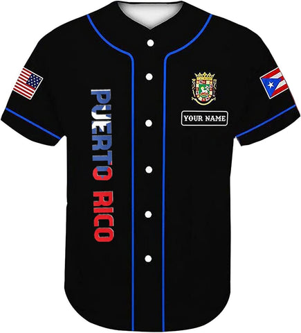 RoyalBro Personalized Puerto Rico Baseball Shirt - Custom Team Name, Puerto Rican Baseball Jersey for Men