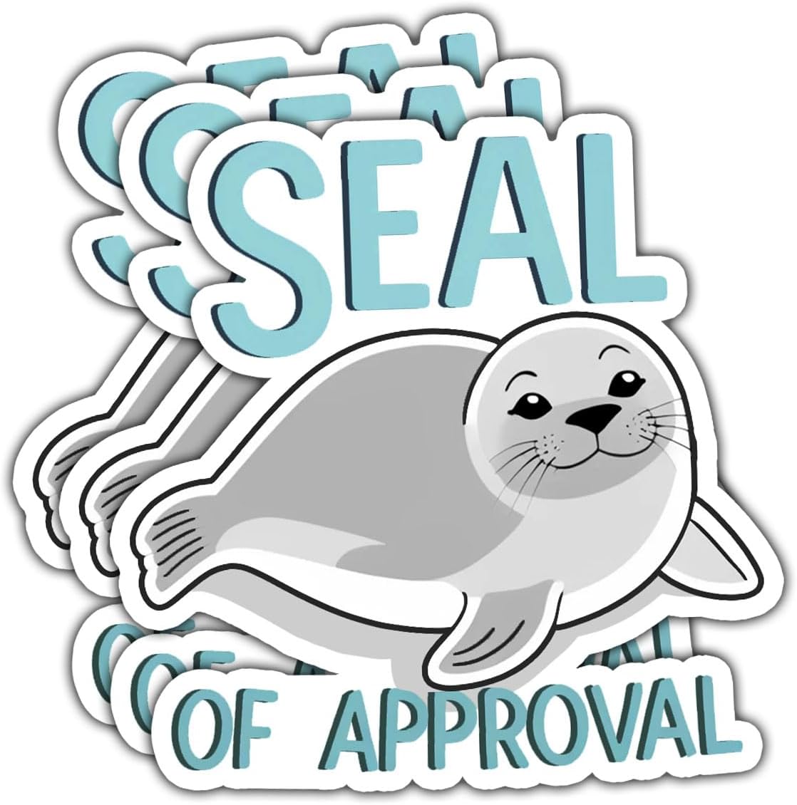 (3 Pcs) Seal of Approval Sticker – Cute Pun Animal Seal Vinyl Decal 3 inches Waterproof for Laptop, Water Bottle, Notebook, Journal, Scrapbook – Funny Gift for Students, Coworkers, Friends