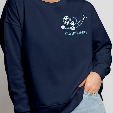 Personalized Veterinarian Embroidered Sweatshirt, Custom Vet Tech Shirt, Veterinary Technician Week Gifts, Veterinary Gifts