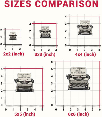 3 Pcs Please Be Patient with Me I'm from The 1900s Sticker, Typerwriter Millennials Trendy Funny Sarcastic Stickers - Vinyl Stickers for Water Bottles Laptop Car Hard Hat Window Helmet 3 Inches