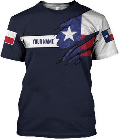 HomeDesign Personalized Name Texas Flag and Map Dont Mess with Texas Shirts 3D Unisex Shirt for Men Women Adult Size S-5XL