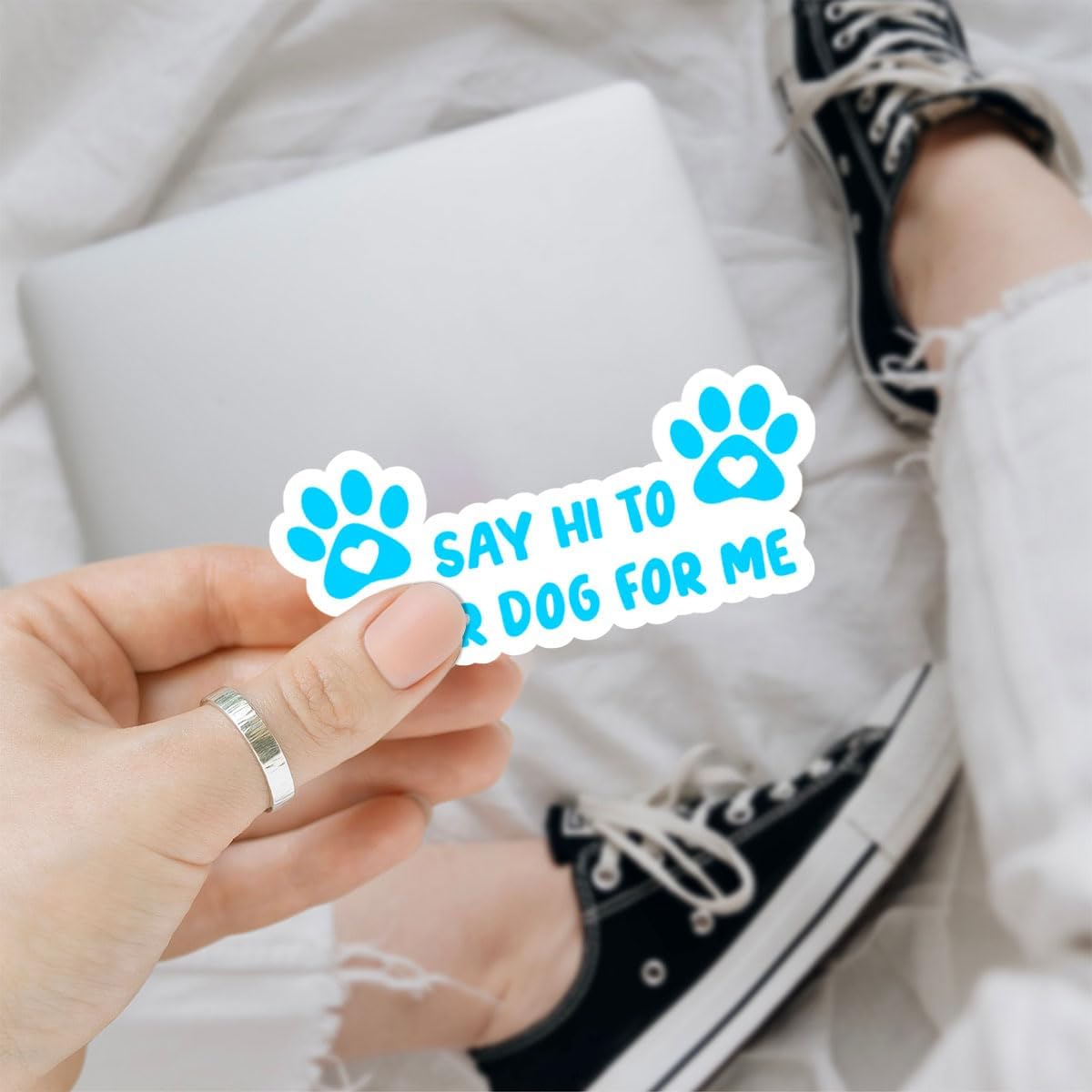 3 Pcs Say Hi to Your Dog for Me Sticker, Dog Decals for Cars, Bumper Sticker - Vinyl Decal Waterproof for Water Bottles Laptop Phone Car Window Helmet 5 Inches