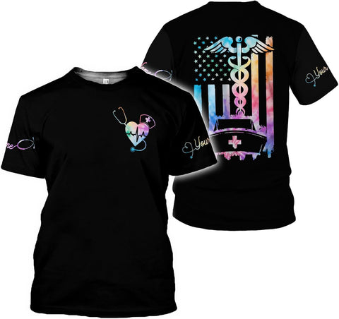 MoonArt Personalized Name Nurse Shirt Nurse Gifts Nurse Graduation Gift Funny Nurse T-Shirt Gift Nursing Emergency Shirts