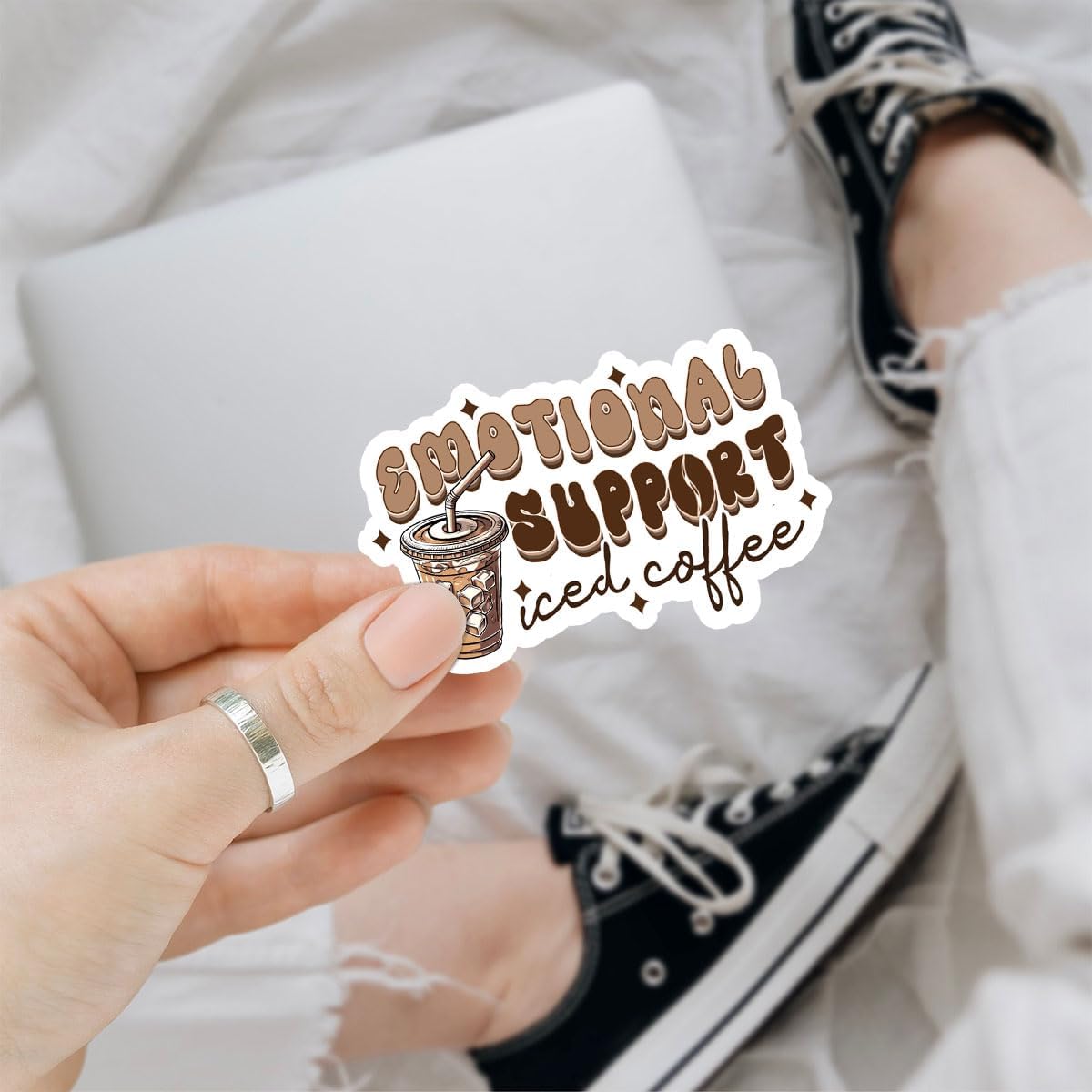 3Pcs Emotional Support Iced Coffee Sticker Emotional Support Coffee Stickers Probably on My Way to Get Iced Coffee Sticker Iced Coffee Latte Decal for Laptop Bottle Phone Car Hard Hat 3"x3"
