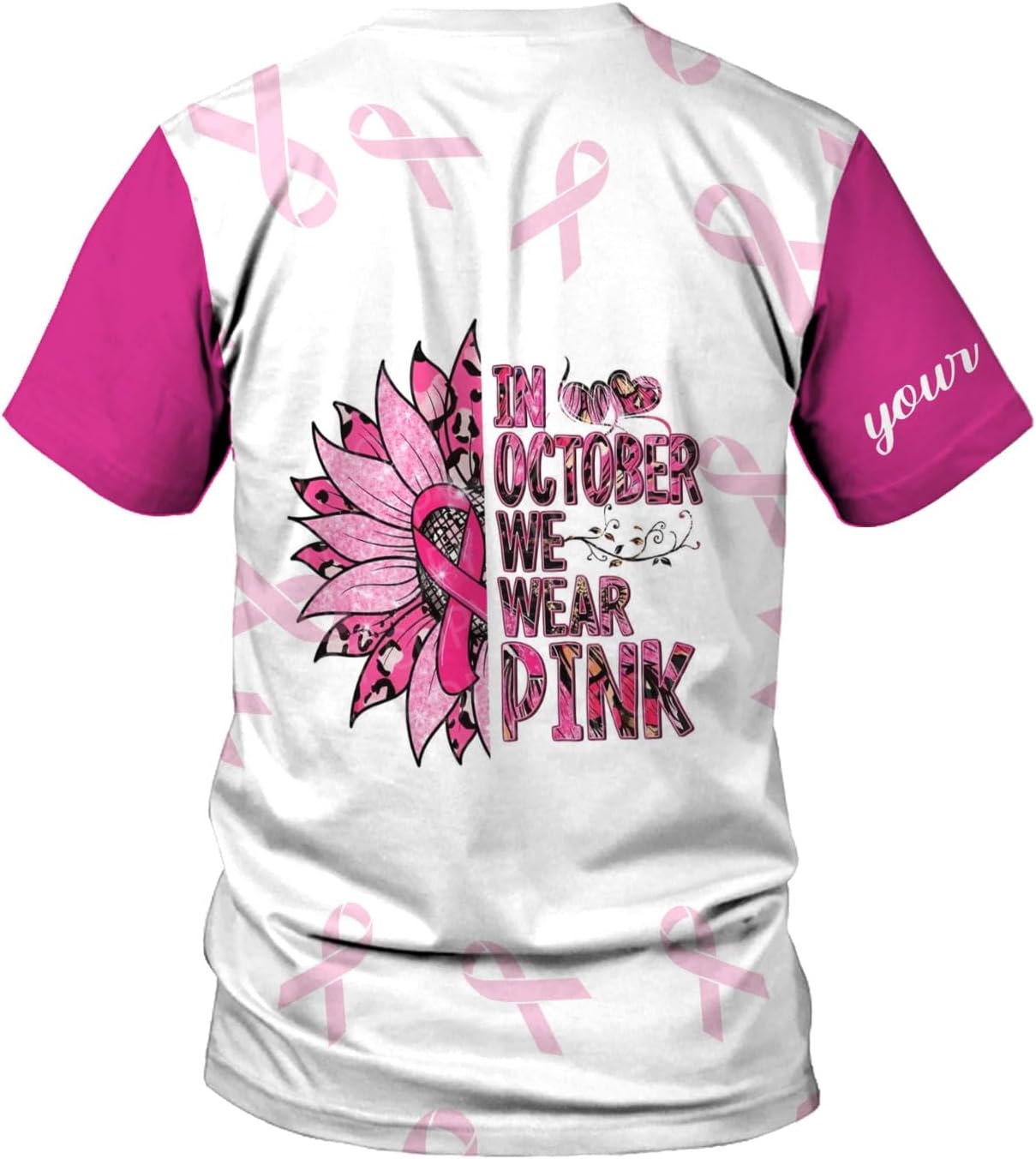 Mostprints Personalized Name Breast Cancer Shirts for Women 3D, Breast Cancer Shirt, Breast Cancer Gifts for Women S-5XL