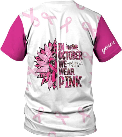 Mostprints Personalized Name Breast Cancer Shirts for Women 3D, Breast Cancer Shirt, Breast Cancer Gifts for Women S-5XL