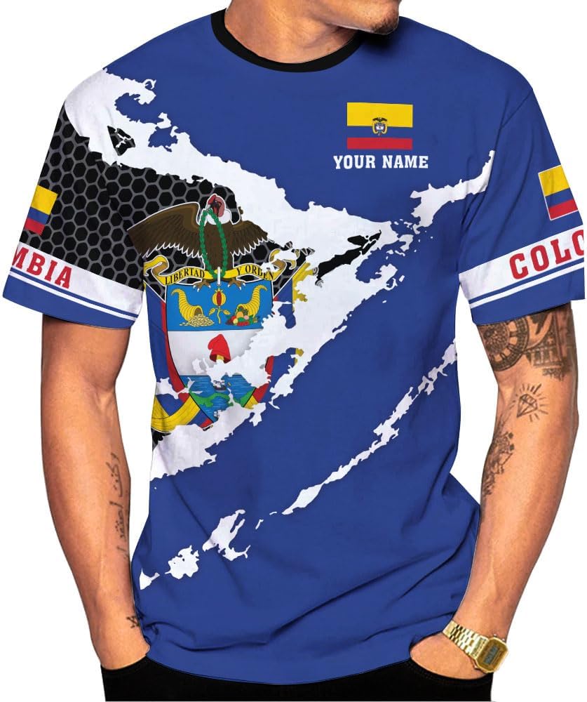 Mostprints Personalized Colombia Shirt 3D, Custom Colombia Flag Shirts for Men Women, Colombian Pride T-Shirt, Unisex Shirt