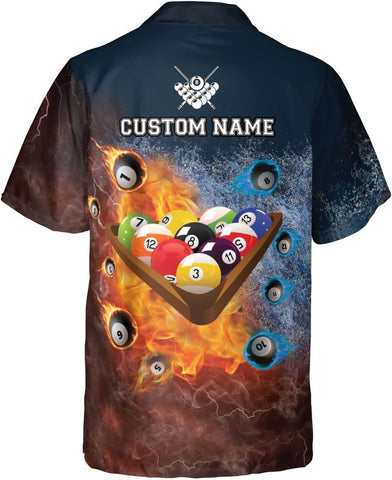 Personalized Billiard Hawaiian Shirt Button Down Custom Billiard Stick 8 Ball Pool Billiard Team Gift for Billiards