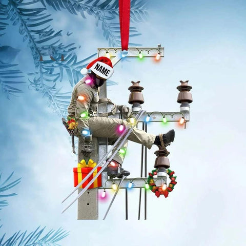 HomeDesign Personalized Lineman Ornament Custom Lineman Ornaments Line Man Christmas Ornaments Gifts for Lineman Ornament Lineman Christmas Hanging Ornament Lineman Gift (Style 6)