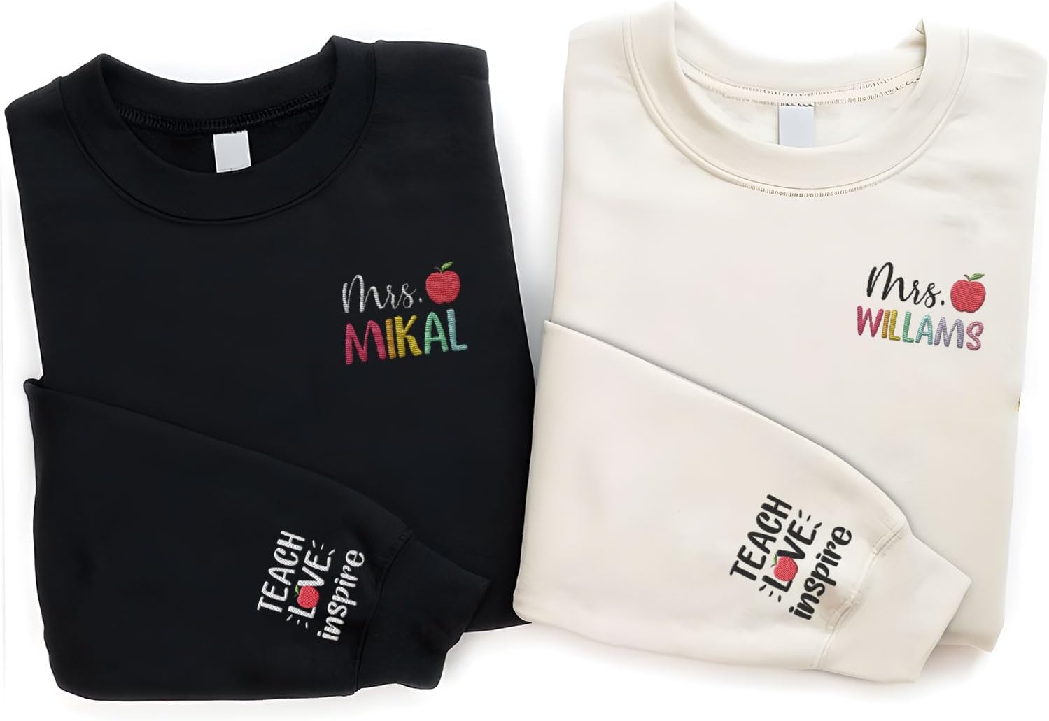 Suseaz Personalized Embroidered Teacher Sweatshirts For Women, Teach Sweatshirt, Teacher Holiday Sweatshirts Gift For Teacher